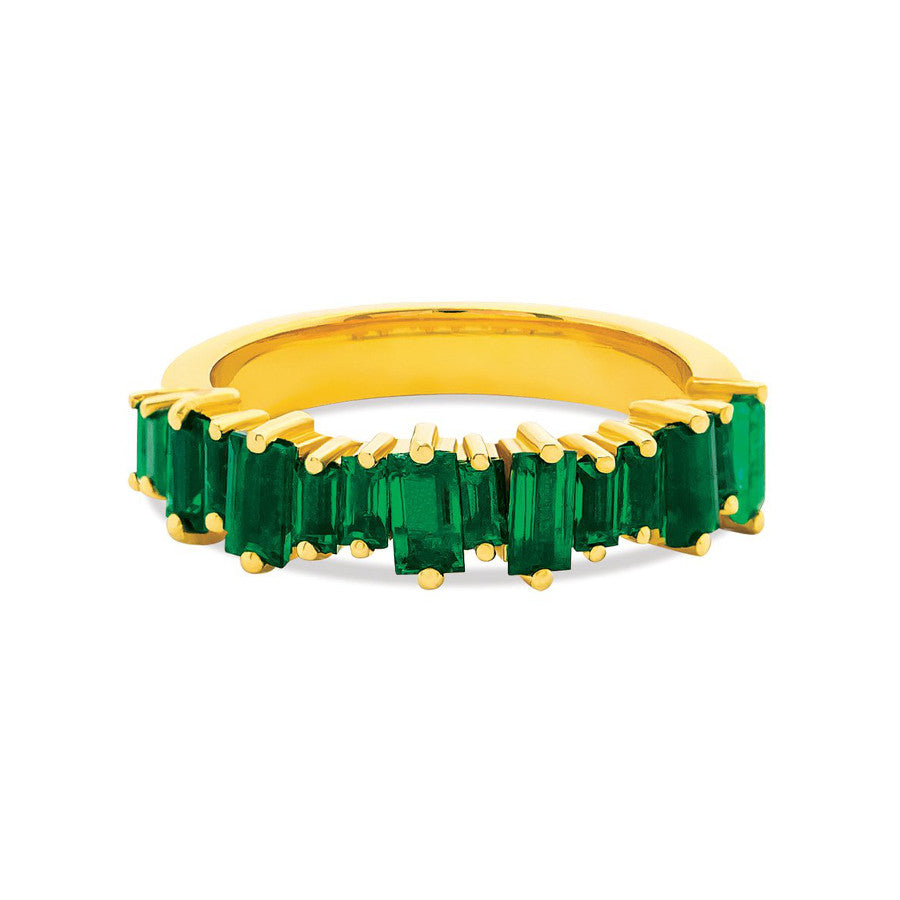 18K EMERALD BAGUETTE HALF BAND