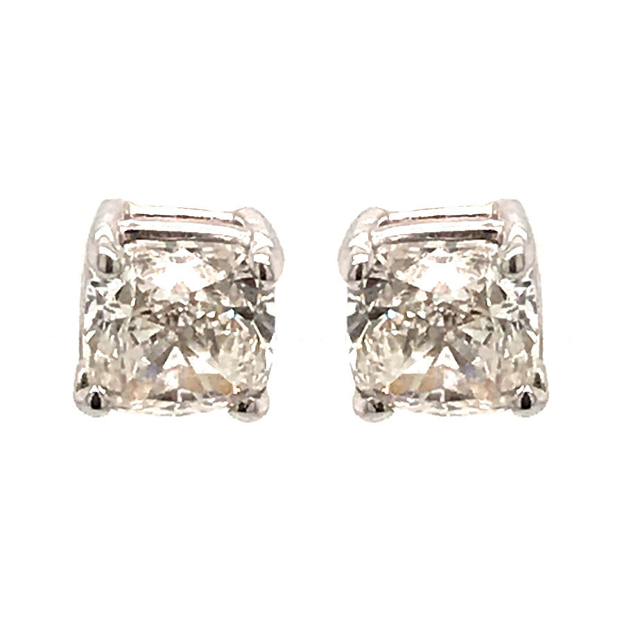 CUSHION DIAMOND STUDS 2.11CT