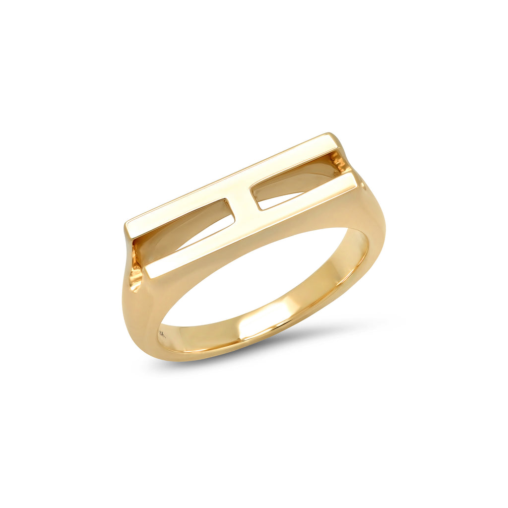 14K YELLOW GOLD VINTAGE SCRIPT INITIAL RING | Patty Q's Jewelry Inc