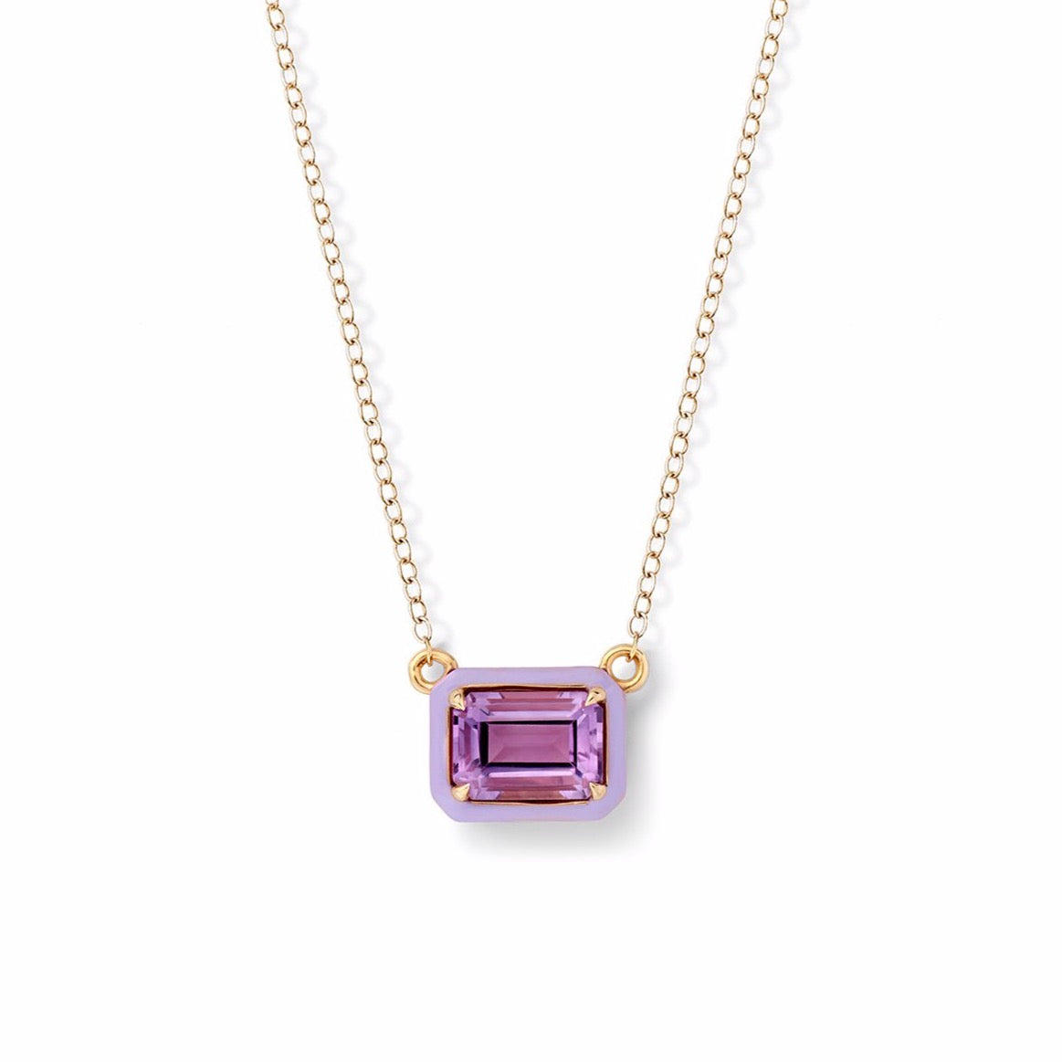 RECTANGULAR COCKTAIL NECKLACE - AMETHYST