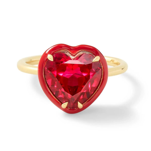 HEART COCKTAIL RING - RUBY