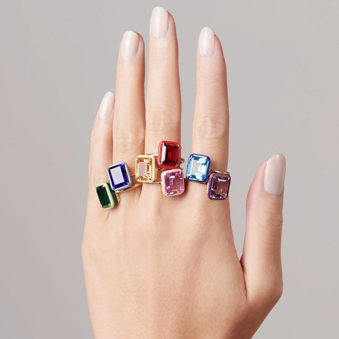 RECTANGULAR COCKTAIL RING - AMETHYST