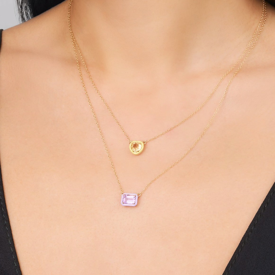 RECTANGULAR COCKTAIL NECKLACE - AMETHYST