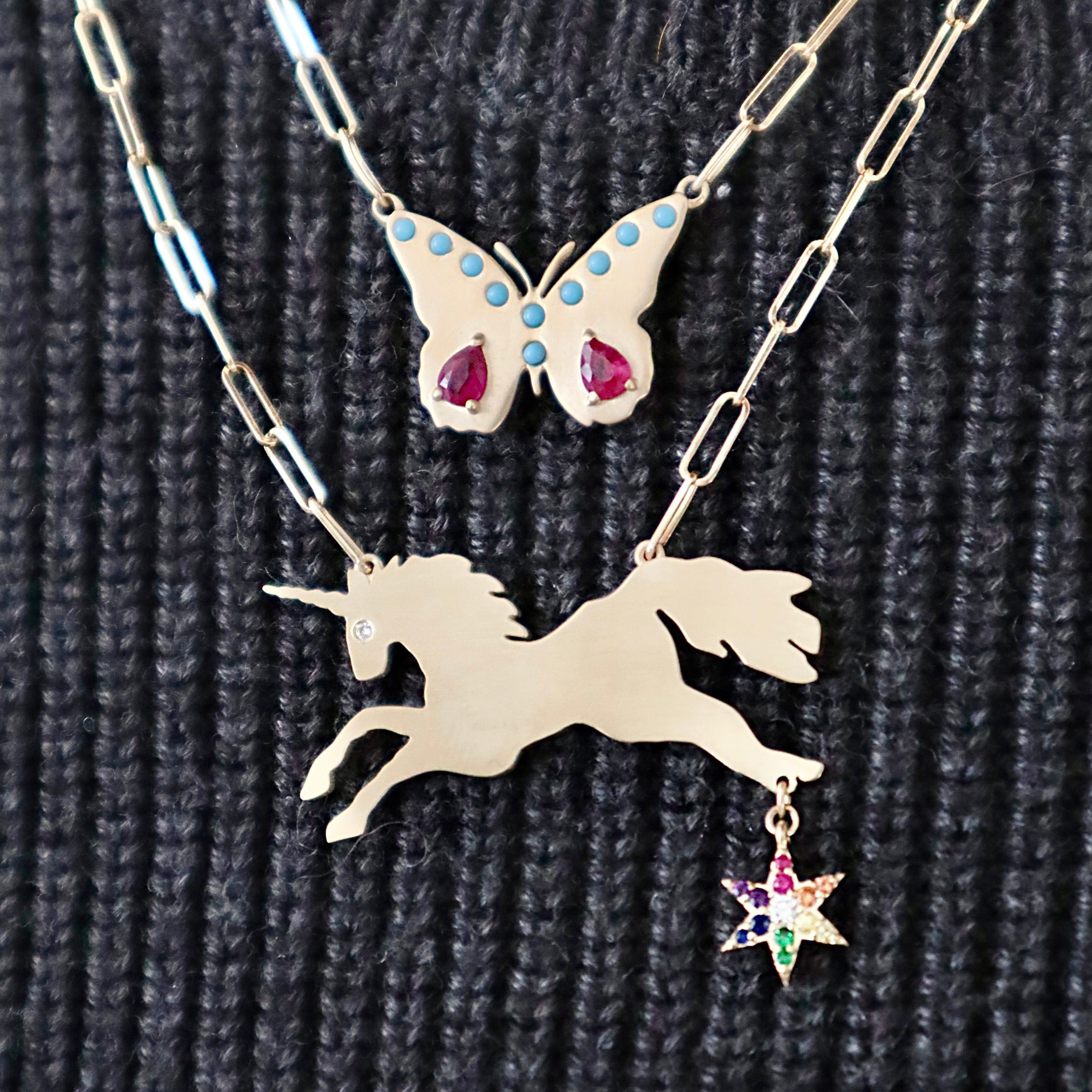 ONE OF A KIND RAINBOW UNICORN HORSEPOWER NECKLACE