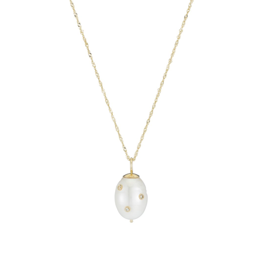 DIAMOND BAROQUE PEARL DROP NECKLACE