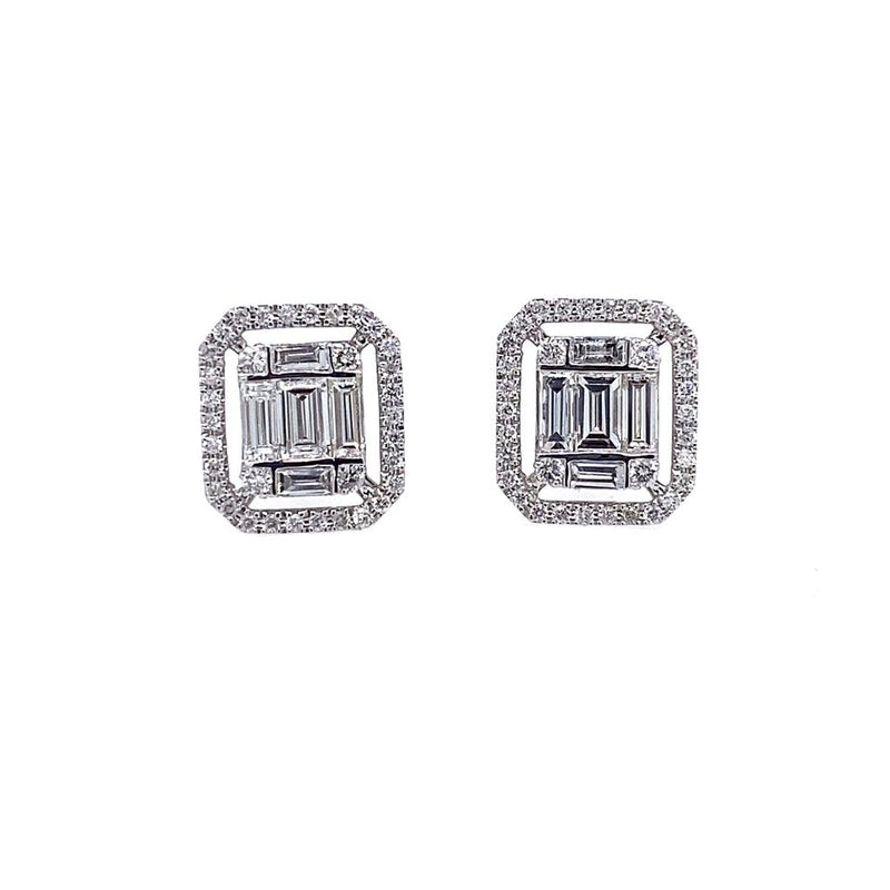 1.02ct BAGUETTE HALO EARRINGS
