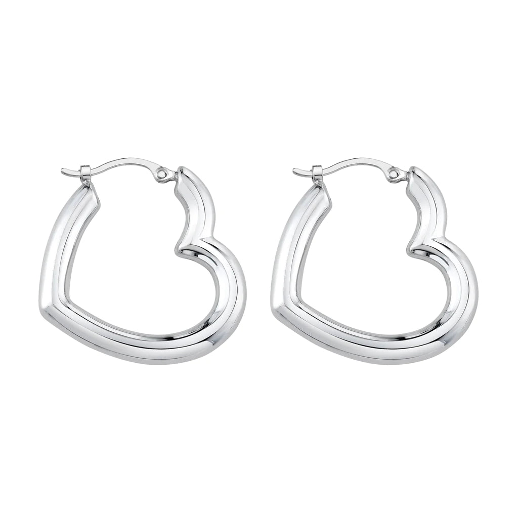 STERLING SILVER HEART HELIUM HOOPS