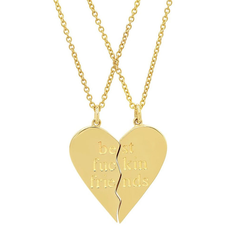 Best Fuckin Friends (2 Piece) Heart Necklaces – jaimiegellerjewelry