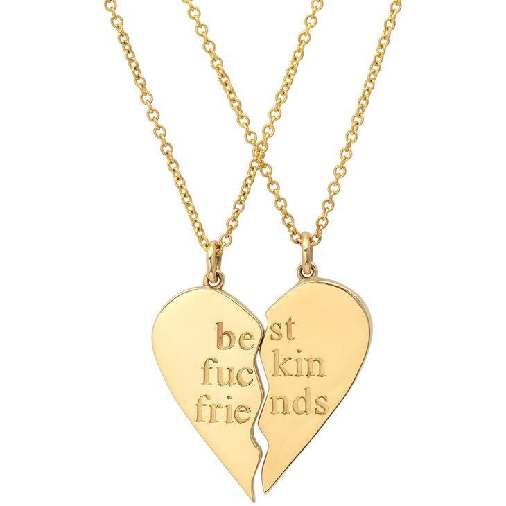 Best Fuckin Friends (2 Piece) Heart Necklaces