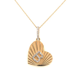 THE BEAU FLUTED HEART PENDANT WITH DIAMOND INITIAL