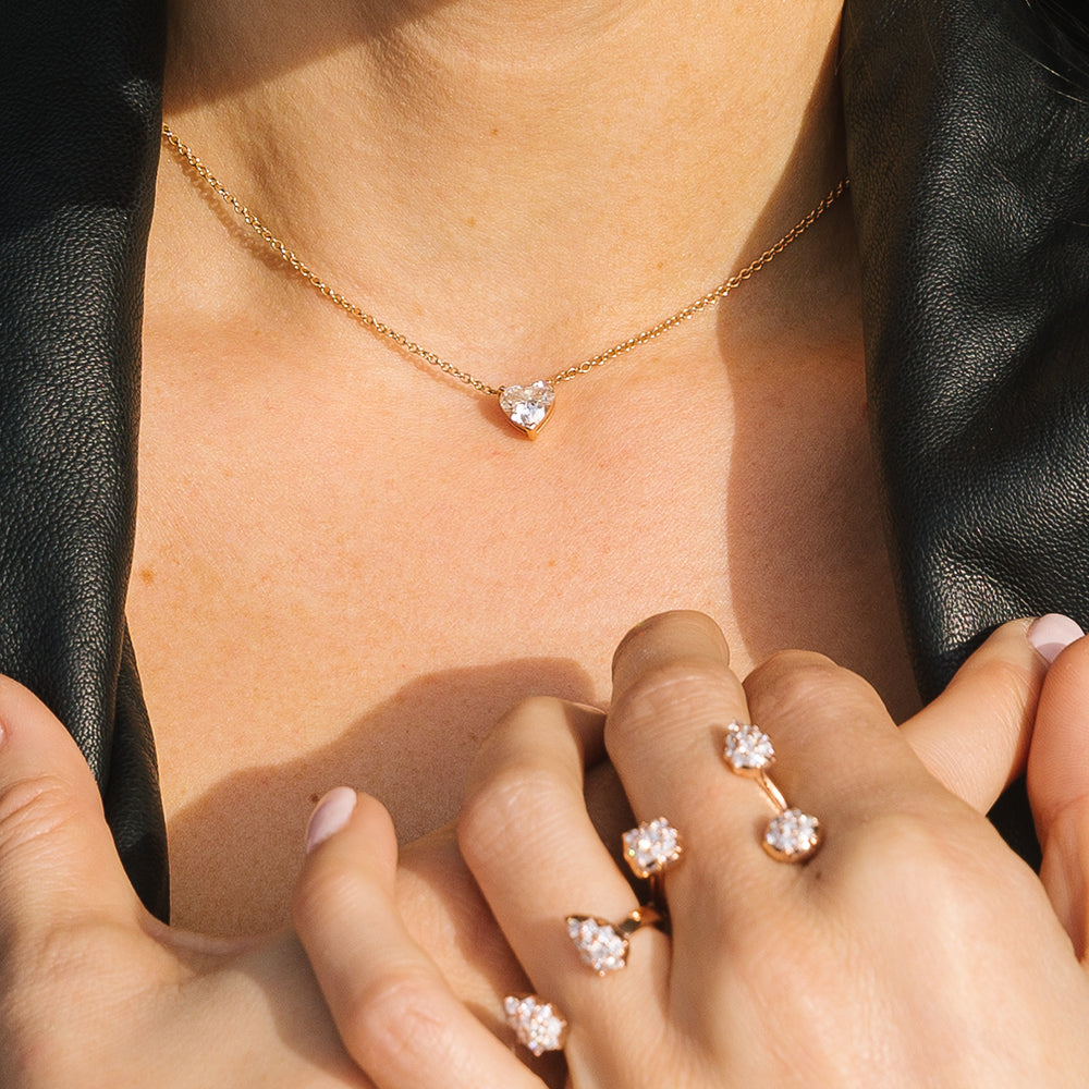 Floating diamond heart pendant clearance