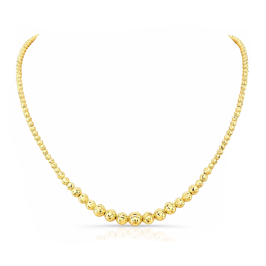 GRADUATED DIAMOND CUT BEAD NECKLACE