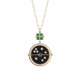 GRANDFATHER COMPASS PENDANT - BLACK ONYX WITH EMERALD