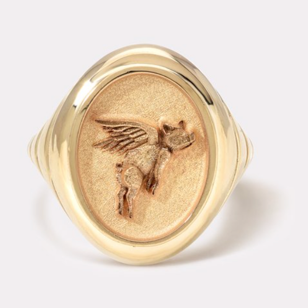 GRANDFATHER FANTASY SIGNET - 14K YELLOW GOLD