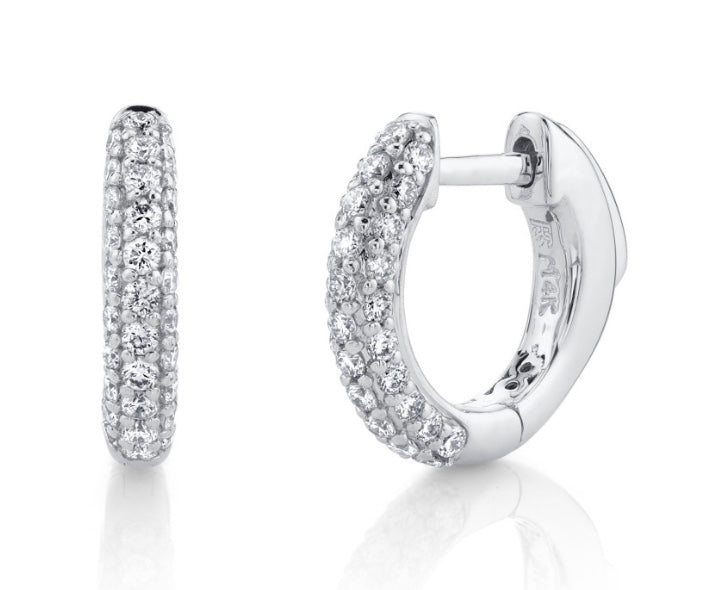 PAVE DIAMOND HUGGIE HOOPS WITH SECURITY LATCH