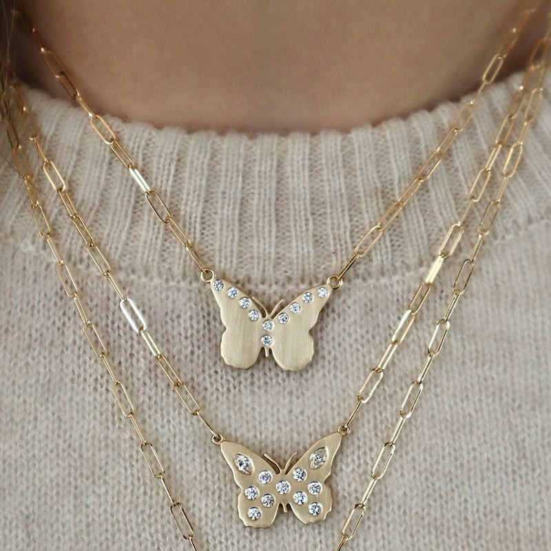 FAUNA EVIE SMALL BUTTERFLY NECKLACE - DIAMOND