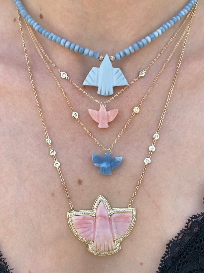 BABY PINK OPAL THUNDERBIRD NECKLACE