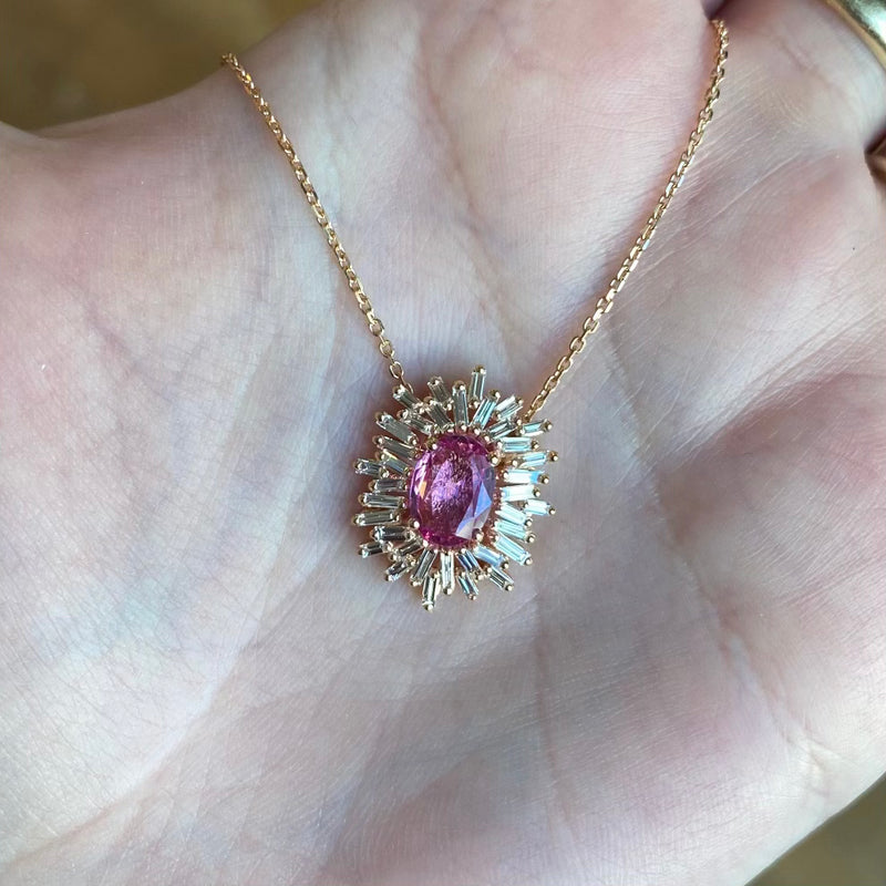 18K ONE OF A KIND PINK SAPPHIRE NECKLACE