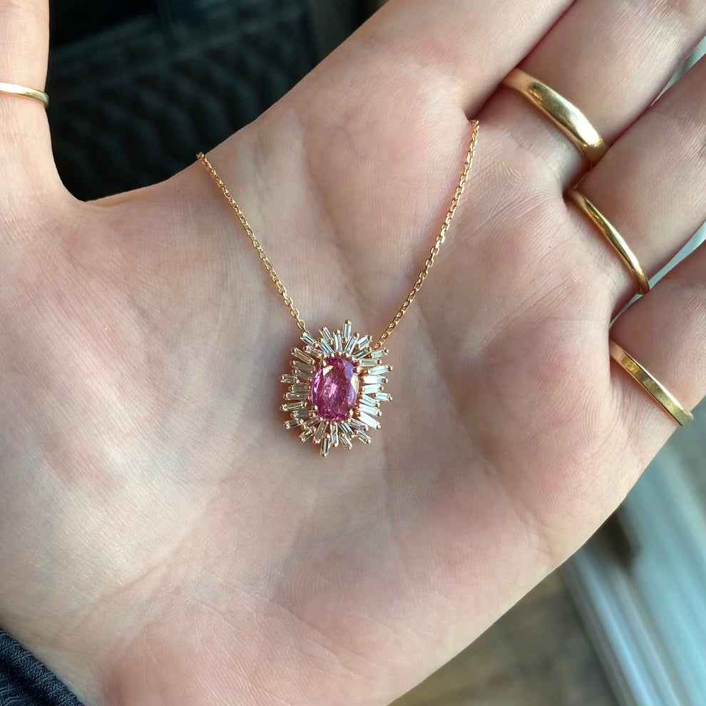 18K ONE OF A KIND PINK SAPPHIRE NECKLACE