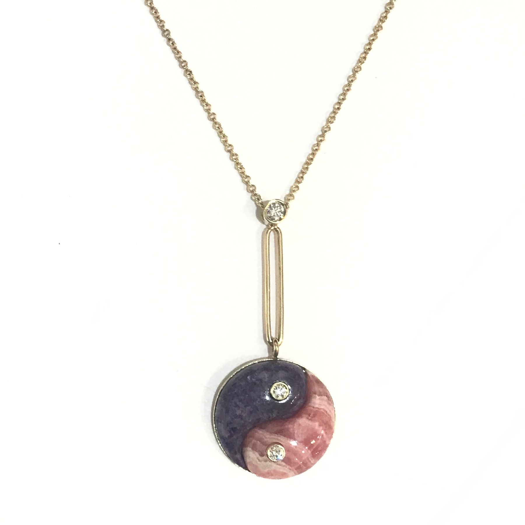 YIN YANG PENDANT - PURPLE JADE & RHODOCROSITE