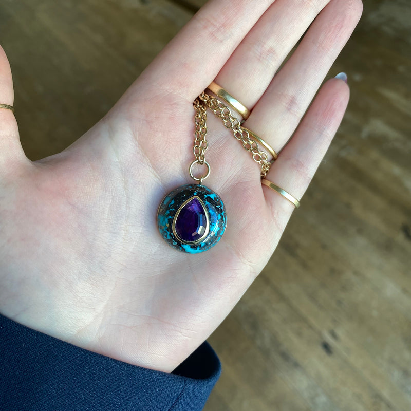 LOLLIPOP PENDANT - AMETHYST IN TURQUOISE
