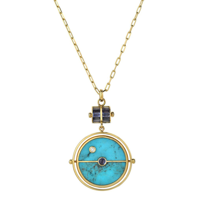 GRANDFATHER COMPASS PENDANT - TURQUOISE WITH TANZANITE