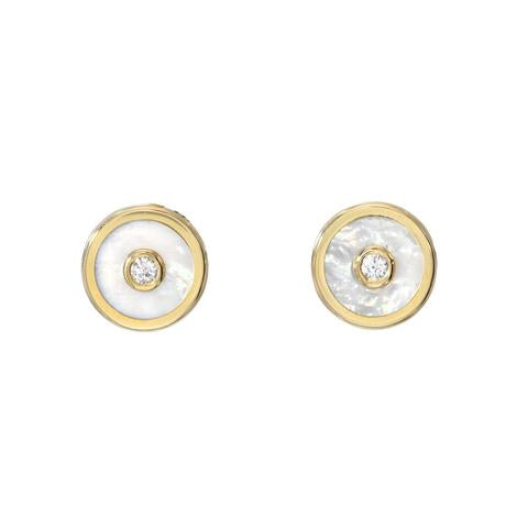 MINI COMPASS STUD EARRINGS - MOTHER OF PEARL