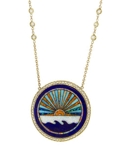 Diamond Sunset Opal Inlay Necklace