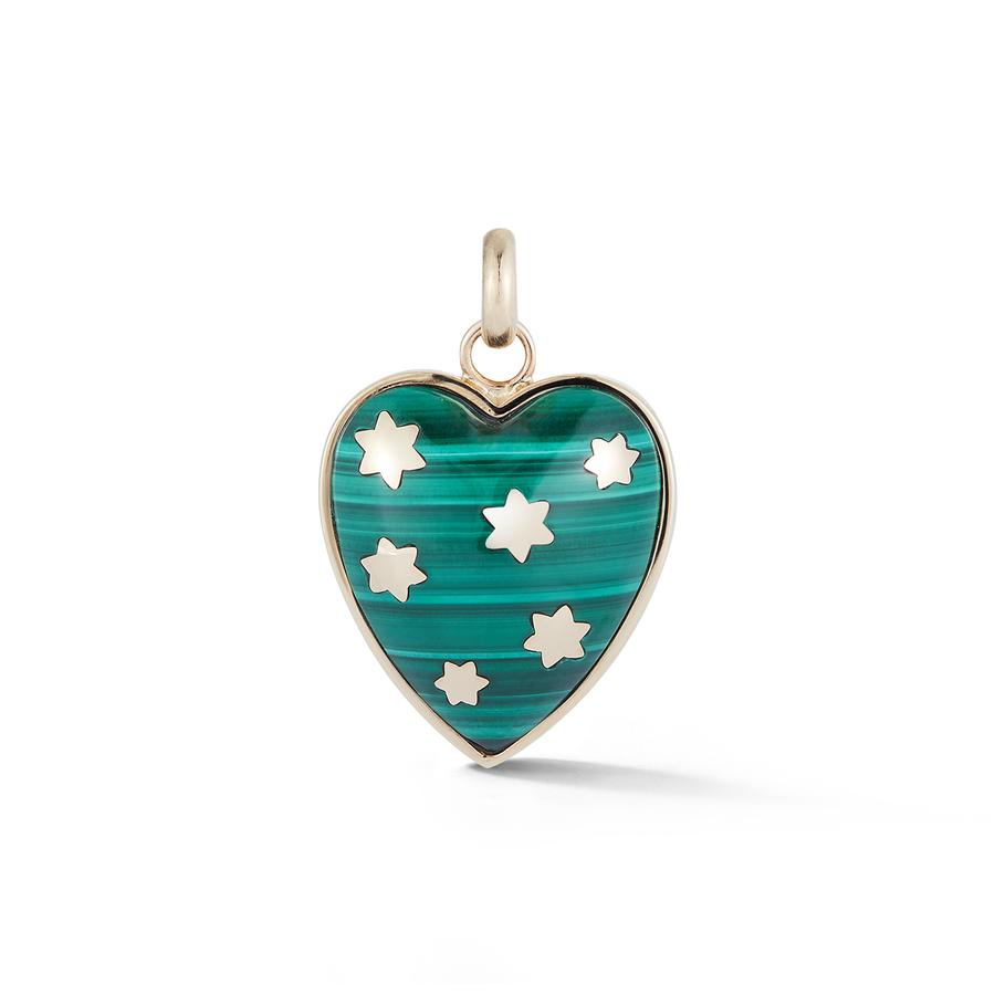 14K Gold & Malachite Anna Heart Charm