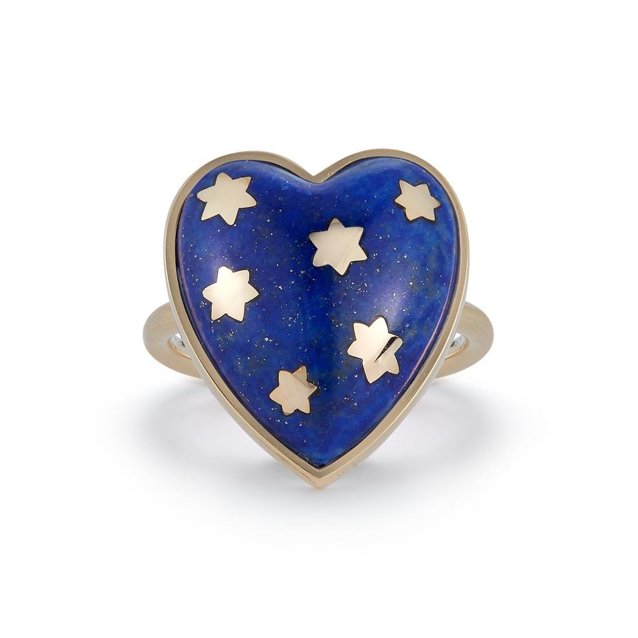 14K Gold Lapis Anna Heart Ring