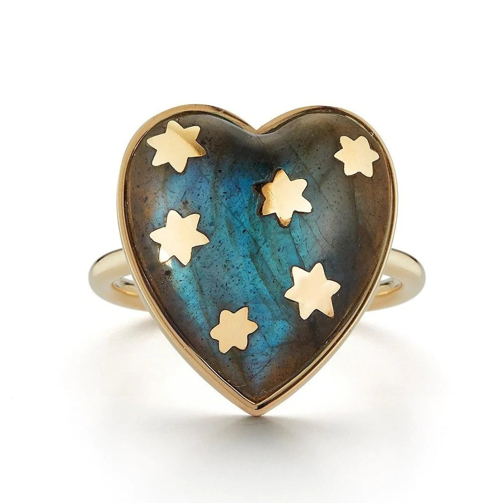 14K GOLD LABRADORITE ANNA HEART RING