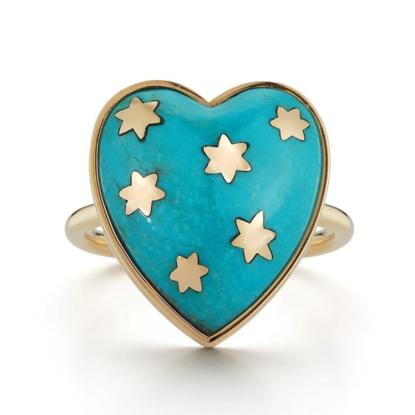 14K GOLD TURQUOISE ANNA HEART RING