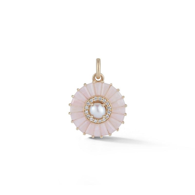 14K Gold Pink Opal Diamond & Pearl Emily Charm