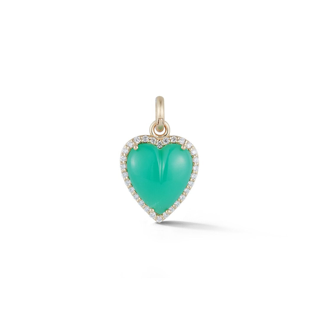 14K Gold Diamond & Chrysoprase Alana Heart Charm