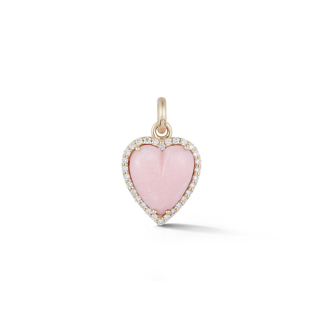 14K Gold Diamond & Pink Opal Alana Heart Charm