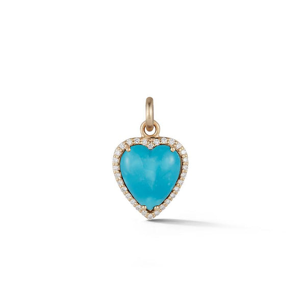 14K Gold Diamond & Turquoise Alana Heart Charm