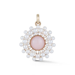 14K Gold Pink Opal & Pearl Cluster Juliet Charm