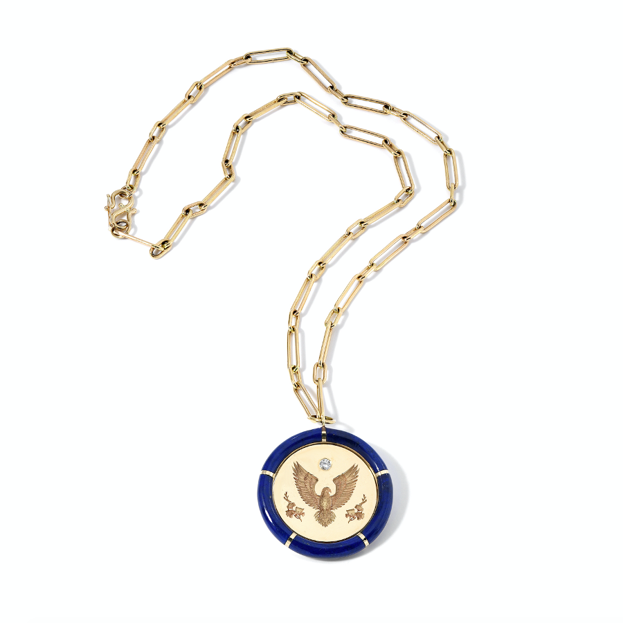 HONOR PENDANT ON 18" HANDMADE CHAIN -  LAPIS