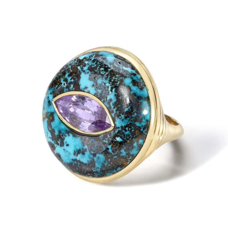 LOLLIPOP RING - MARQUISE PURPLE SAPPHIRE IN TURQUOISE