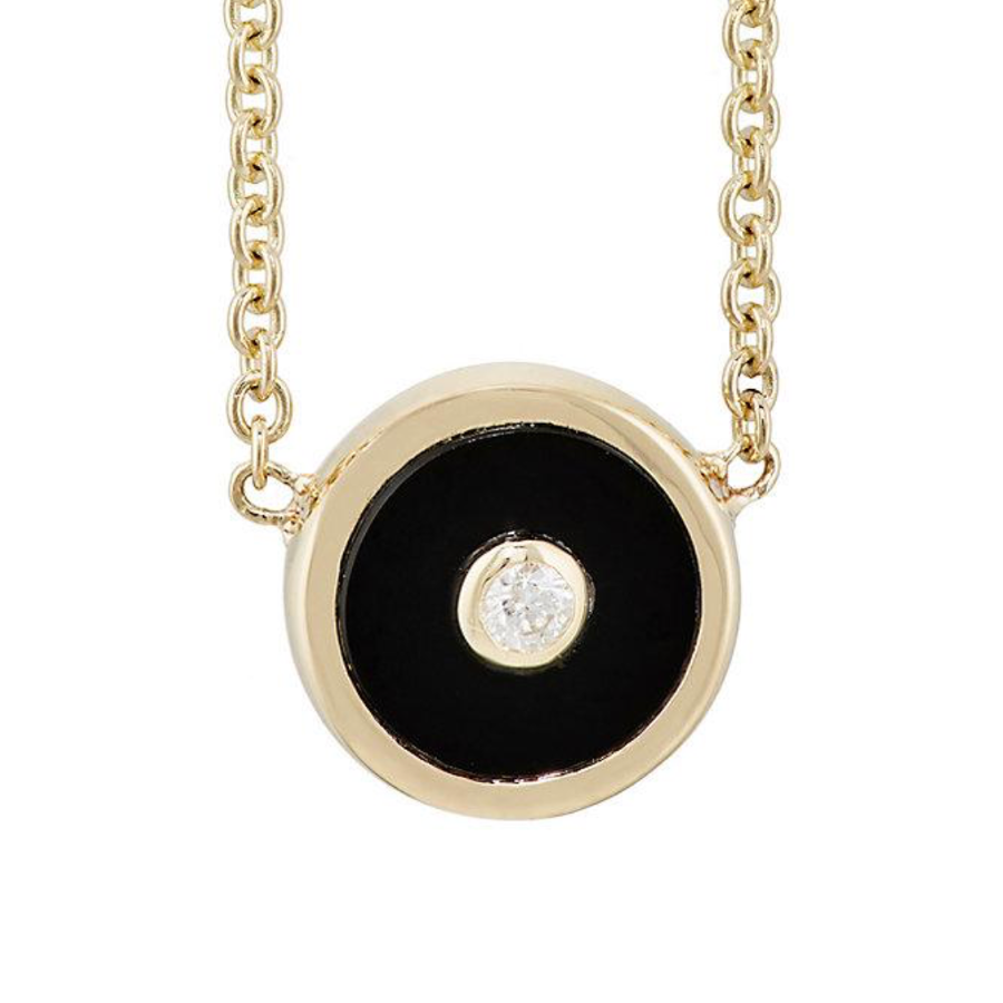 MINI COMPASS PENDANT - BLACK ONYX WITH DIAMOND