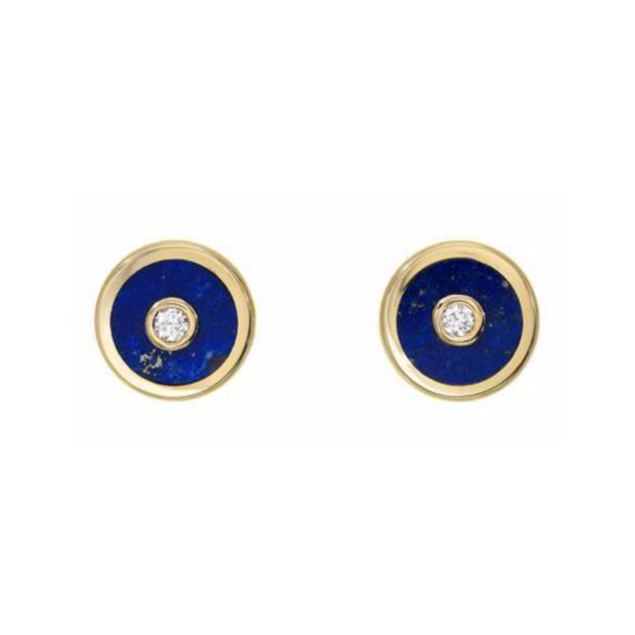 MINI COMPASS STUD EARRINGS - LAPIS