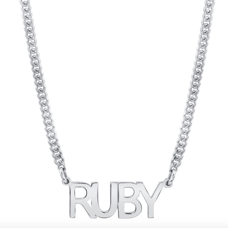 MINI CUBAN LINK PERSONALIZED BLOCK NAMEPLATE NECKLACE