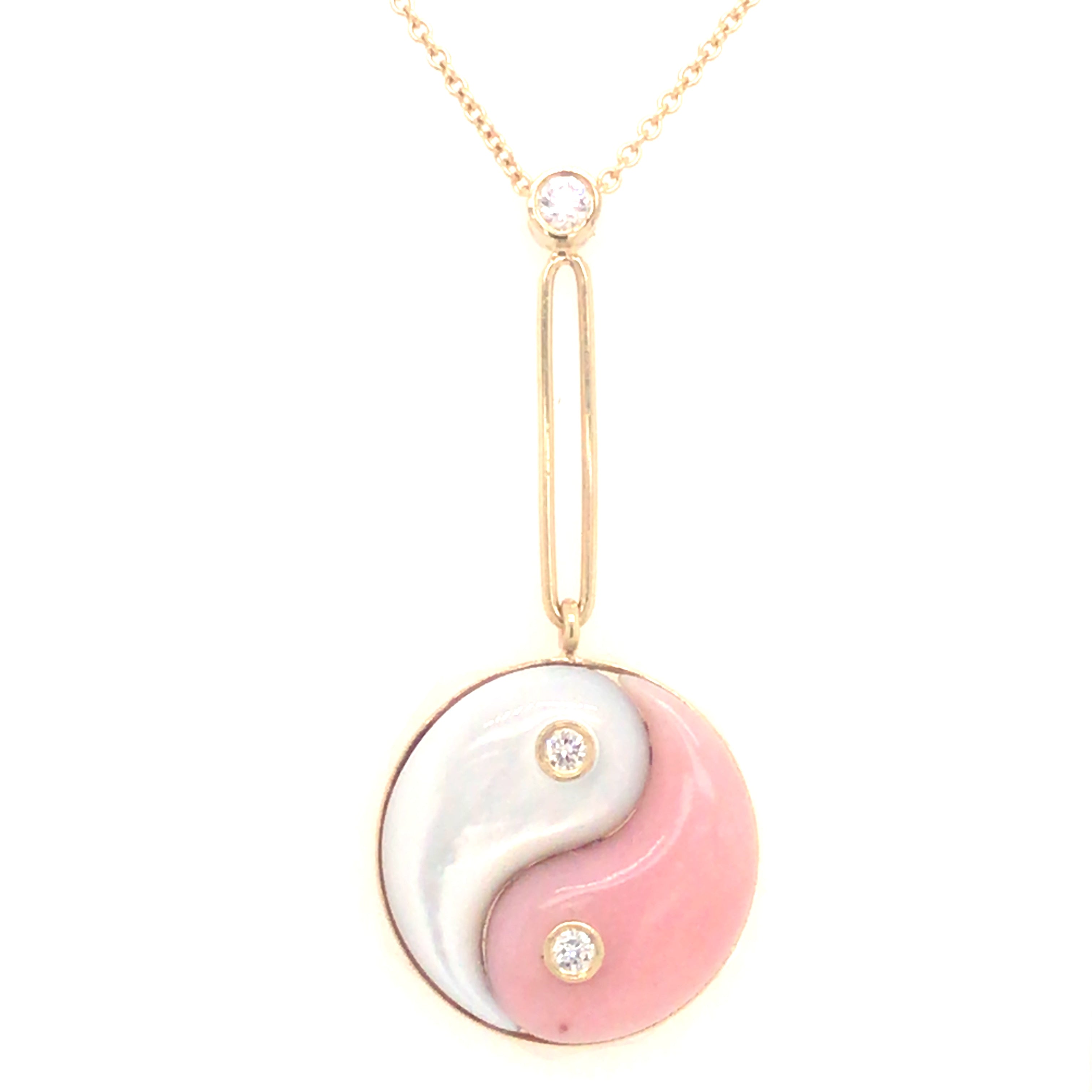 YIN YANG PENDANT - MOTHER OF PEARL & PINK OPAL