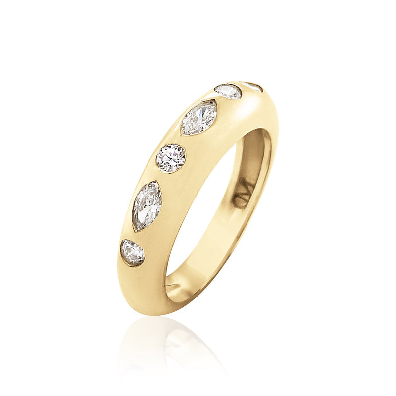 NOMAD 9 ROUND AND MARQUISE DIAMOND SKINNY RING