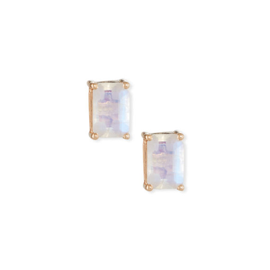 14K EMERALD CUT STUD EARRINGS