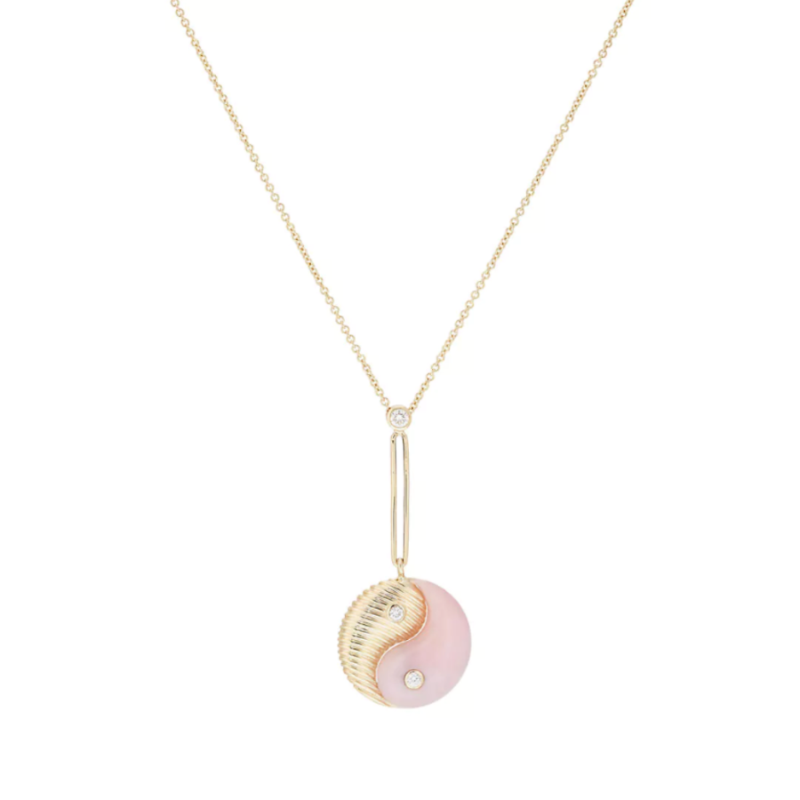 YIN YANG PENDANT - GOLD & PINK OPAL