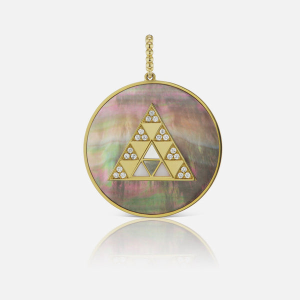 PYRAMID STONE MEDALLION - MOTHER OF PEARL