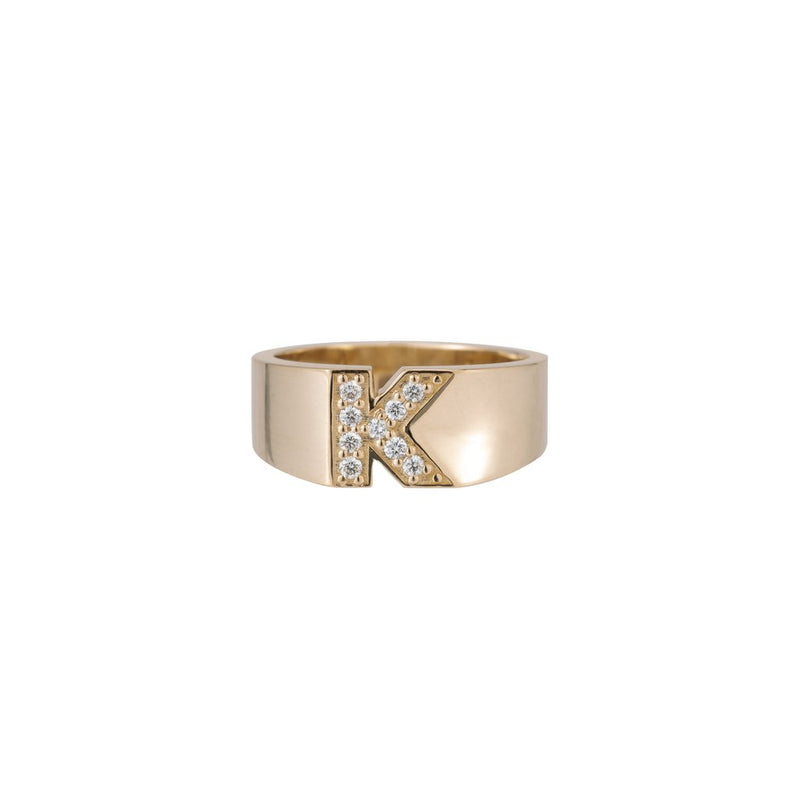 PAVE LETTER RING