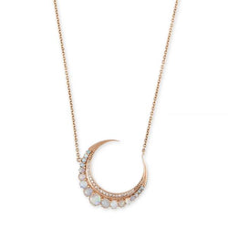 LARGE GRADUATED OPAL CRESCENT MOON NECKLACE