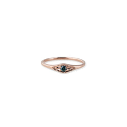 Thin Blue Diamond Eye Stack Ring